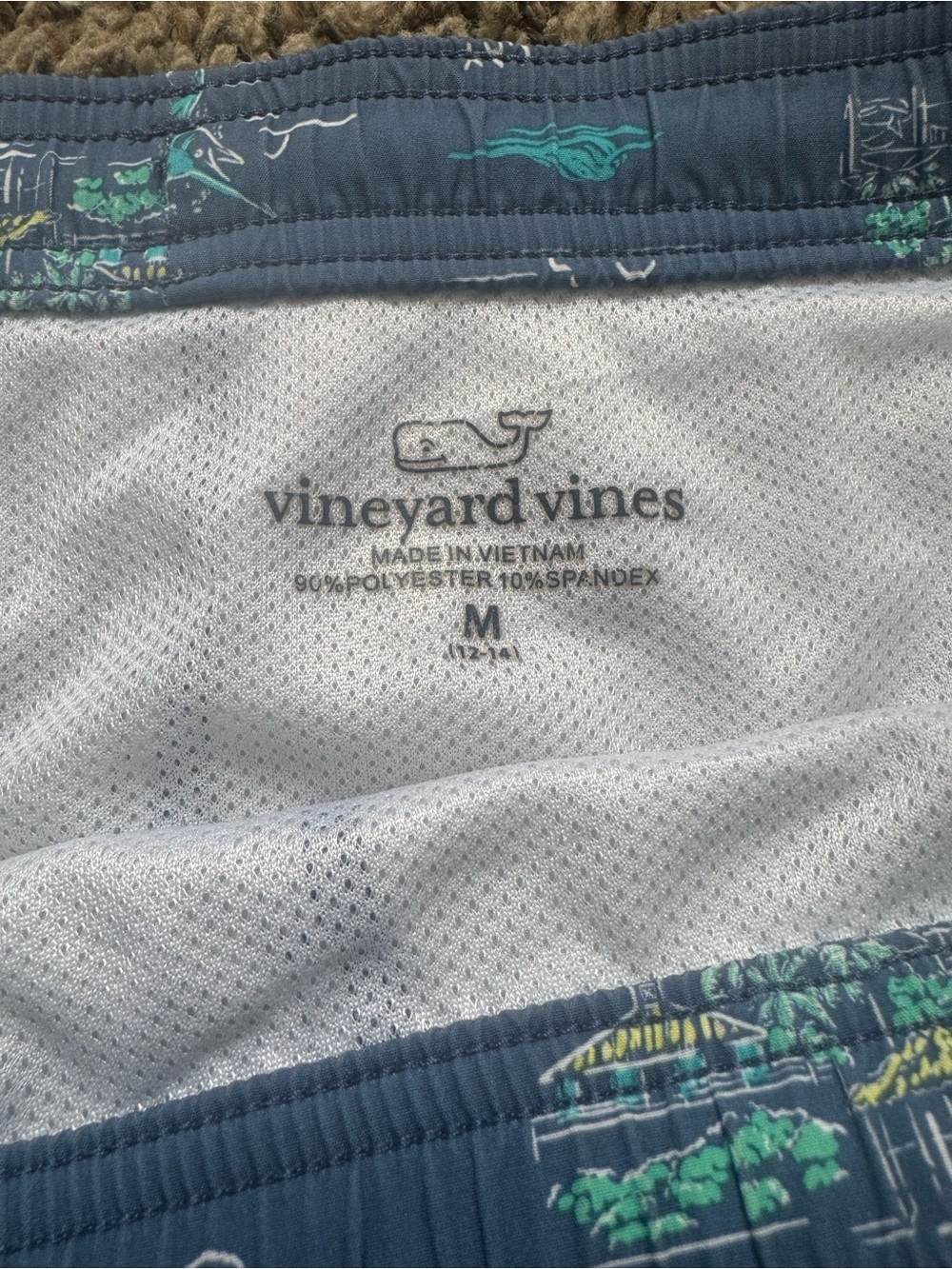 Nautical Print vineyard vines Swim Trunks in Navy with Green Accents - Picture 3 of 3